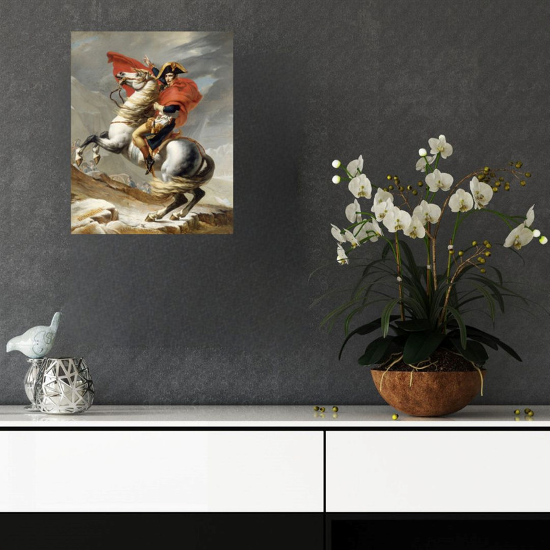 پوستر مدل تصویر از ناپلئون در حال عبور از کوه‌های آلپ 