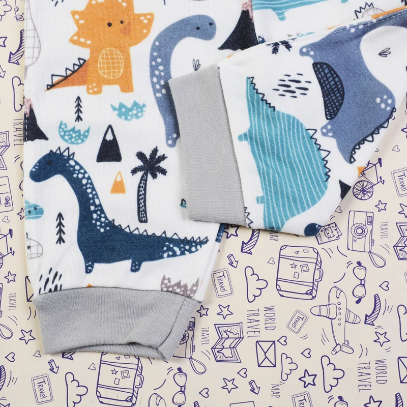 عکس شماره 5 : ست بادی آستین بلند و شلوار نوزادی مدل دایناسور