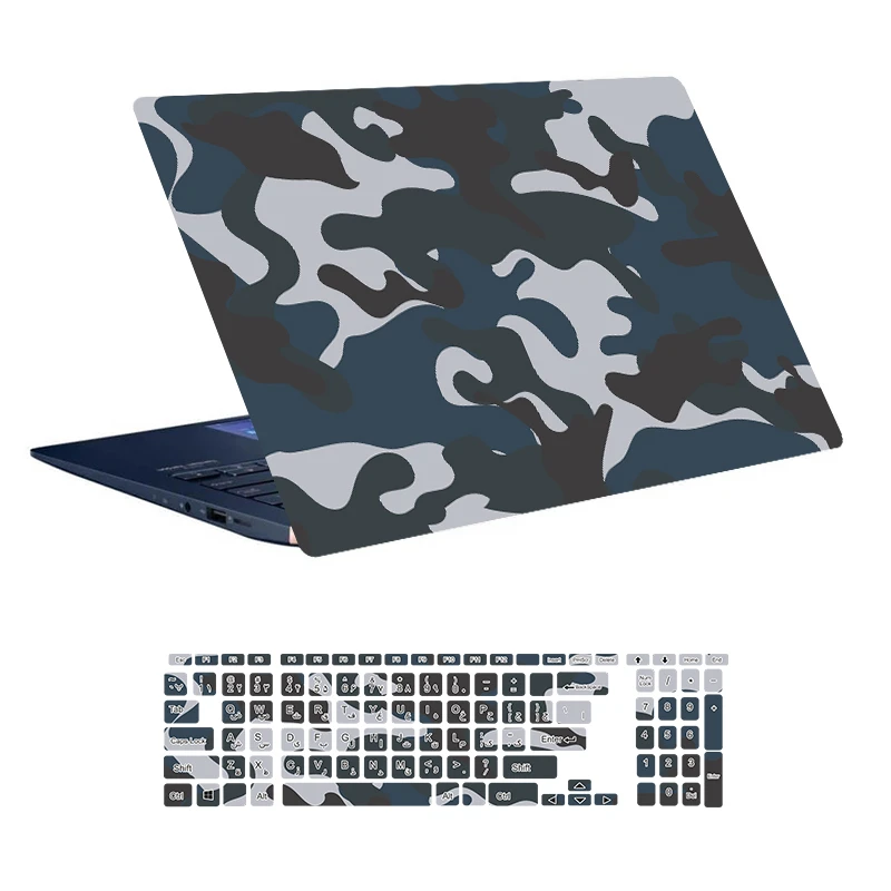استیکر لپ تاپ توییجین و موییجین طرح Military کد 06 مناسب برای لپ تاپ 15.6 اینچ به همراه برچسب حروف فارسی کیبورد 