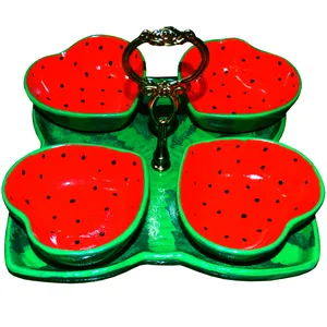 اردور خوری سفالی مدل هندوانه کد 452 مجموعه 5 عددی