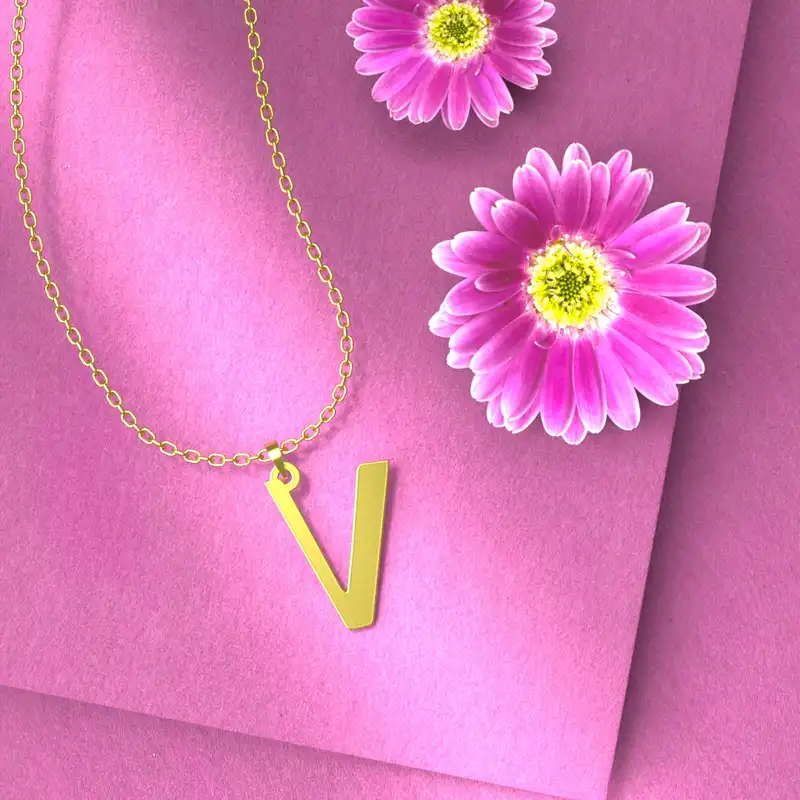 گردنبند طلا 18 عیار زنانه مدوپد مدل حرف V کد H3-1-1256