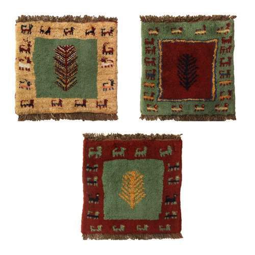  زیرتلفنی گبه دستباف فرش چمن رخ مدل ذهنی بافت کد CHR-2612355360 مجموعه 3عددی