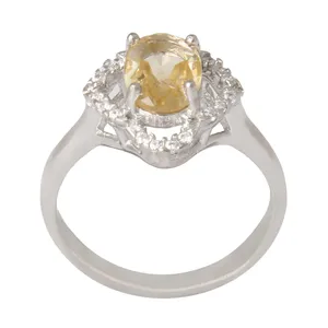 انگشتر نقره زنانه مدل سنگ سیترین تراش جواهری کد AWR_936