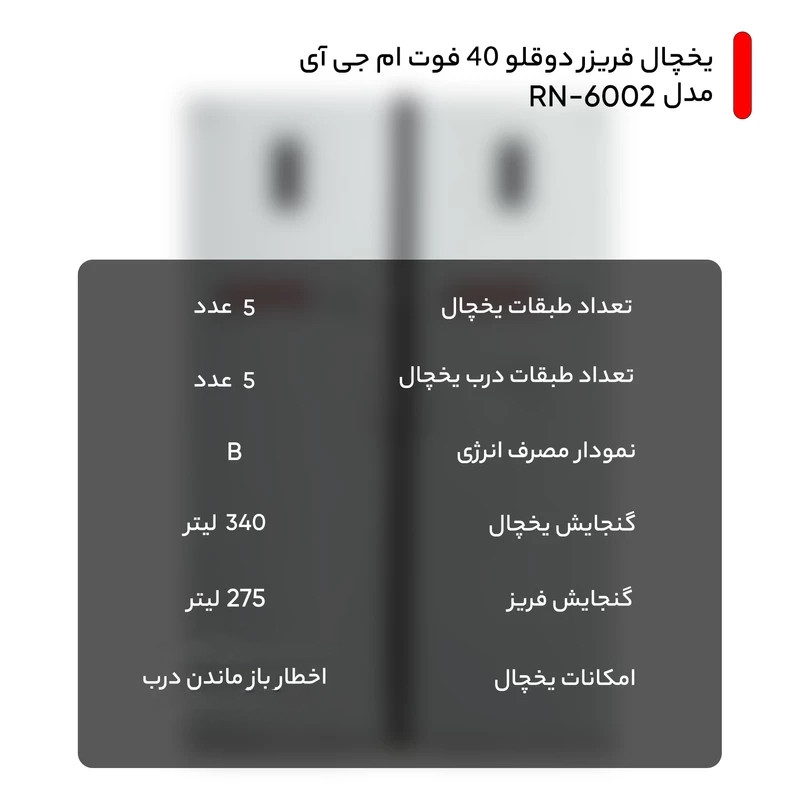 یخچال فریزر دوقلو 40 فوت ام جی آی مدل RN-6002 یخچال فریزر دوقلو 40 فوت ام جی آی مدل RN-6002