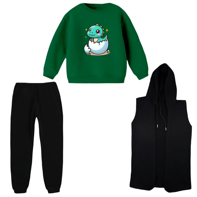 ست 3 تکه لباس راحتی بچگانه مدل دایناسور کد 05