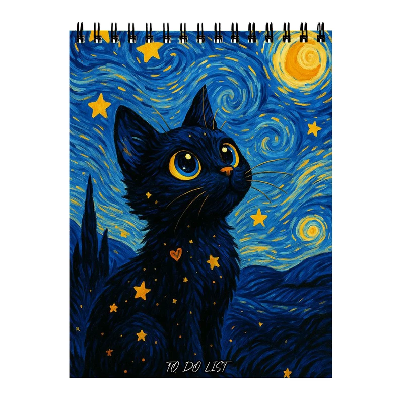دفتر برنامه‌ریزی 60 برگ مدل گربه شب پرستاره کد 541