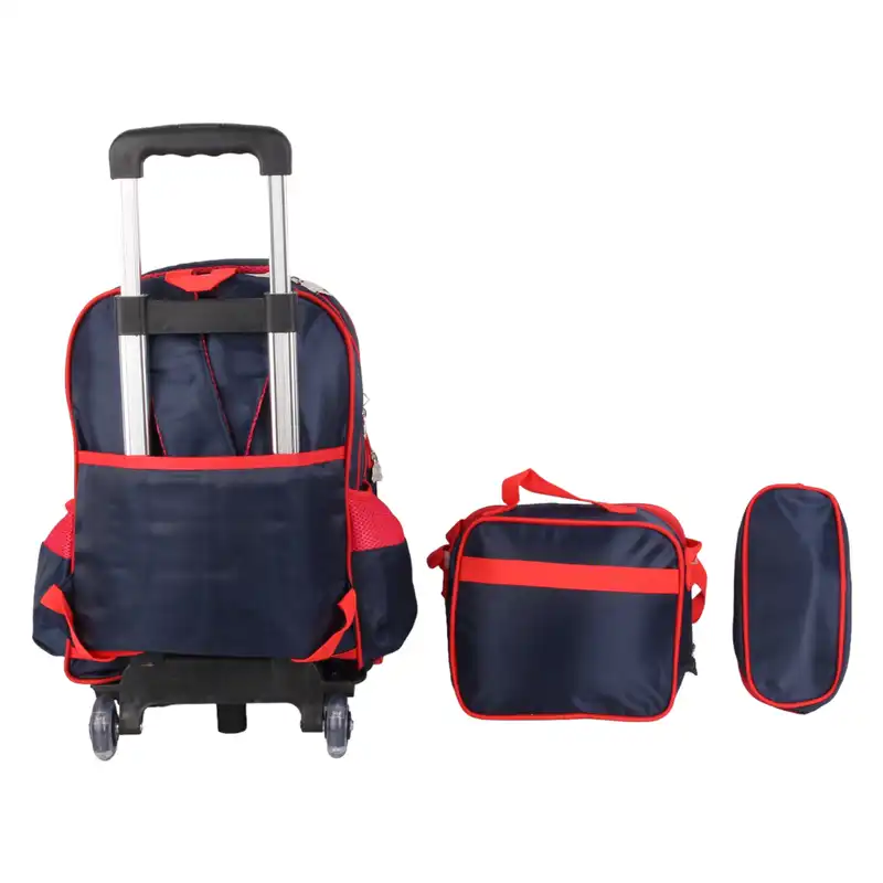 کوله پشتی چرخ دار طرح مرد عنکبوتی کد 6705 به همراه کیف غذا و جامدادی