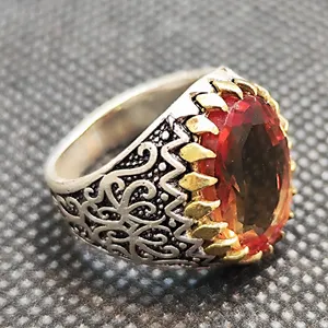 انگشتر نقره مردانه مدل سنگ الکساندریت کد 61