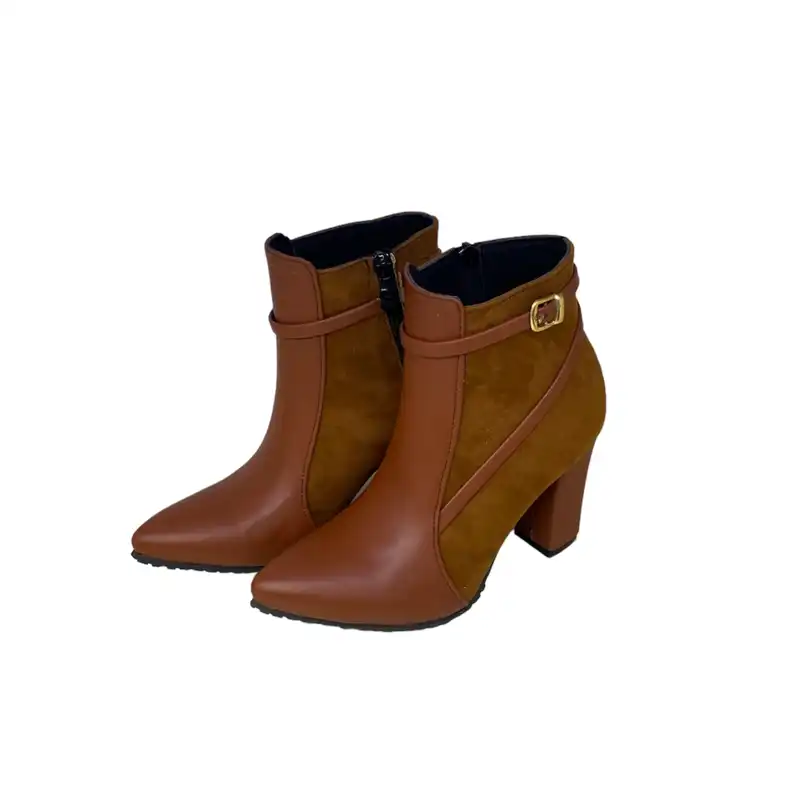 نیم بوت زنانه مدل هورس بیاله رنگ قهوه ای