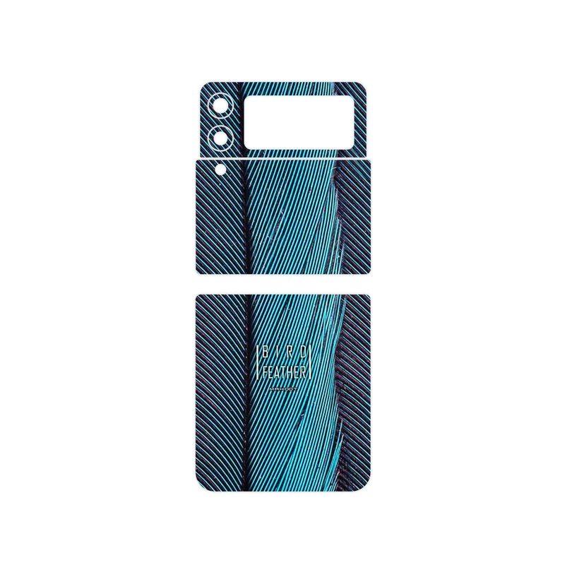 برچسب پوششی ماهوت مدل Turquoise feathers مناسب برای گوشی موبایل سامسونگ Galaxy Z Flip3 5G