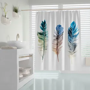 پرده حمام دلفین مدل Plumes سایز 200x180 سانتی متر