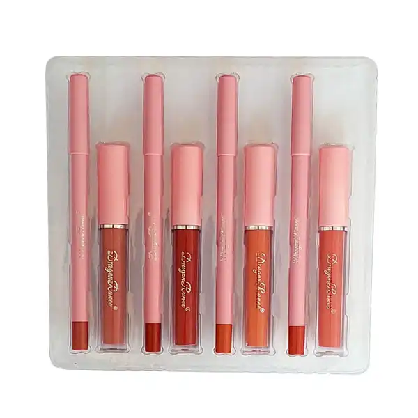 رژ لب مایع و مداد لب دراگون رانی مدل D6014 بسته 8 عددی