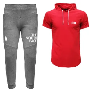 ست تی شرت کلاه دارو شلوار مردانه مدل 00429131 رنگ قرمز