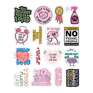 استیکر لپ تاپ توییجین و موییجین طرح self love کد 02 مجموعه 16 عددی