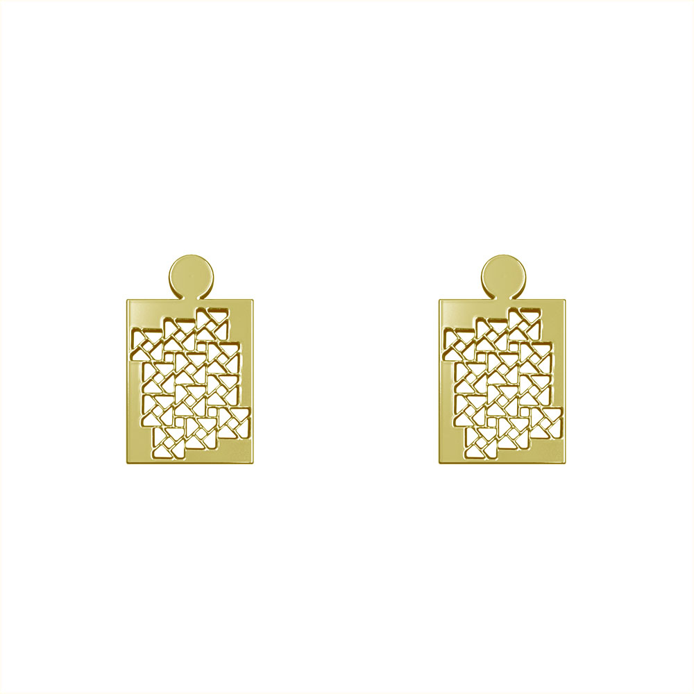 گوشواره طلا 18 عیار زنانه مدوپد مدل هندسی کد GA1-14251