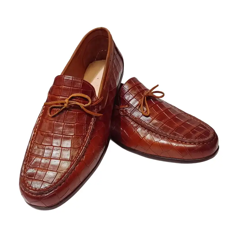 کفش کالج مردانه مدل دست دوز چرم بروشاو گاوی کد 701HN