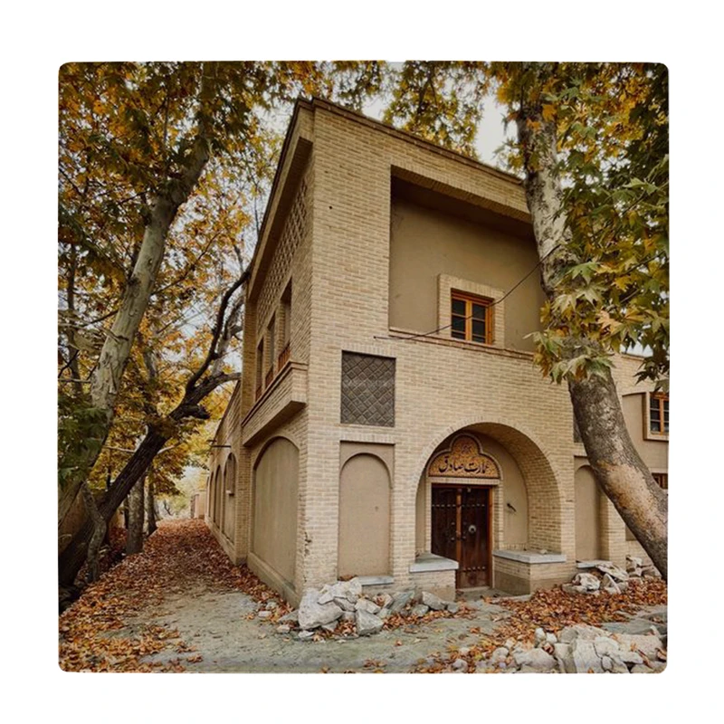 کاشی کارنیلا طرح عمارت و باغ سنتی ایرانی مدل لوحی کد klh2273