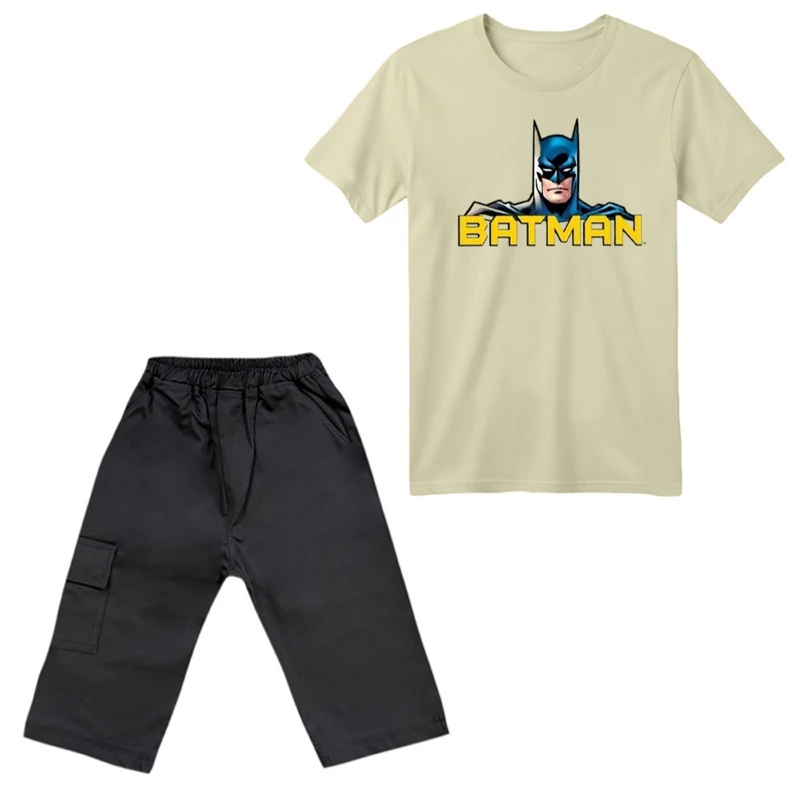 ست تی‌شرت آستین کوتاه و شلوارک پسرانه مدل بتمن کد ۳