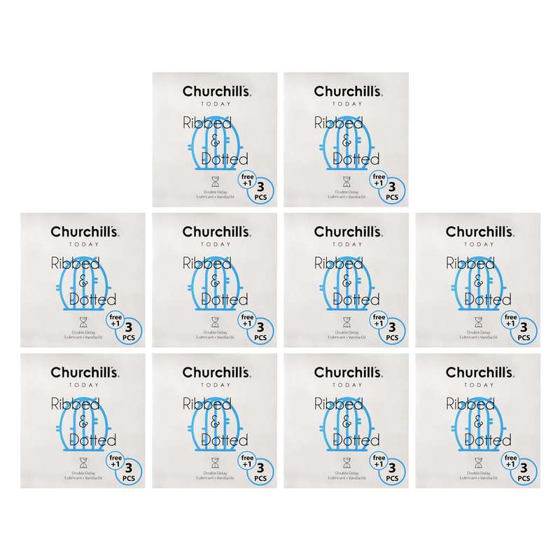 کاندوم چرچیلز مدل CHC_ribbeed&dotted مجموعه 10 عددی