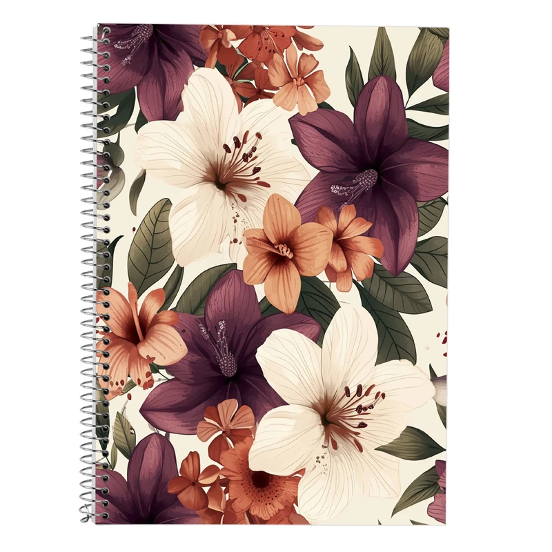 دفتر زبان 50 برگ مدوپد مدل دو خط طرح گل کد DF13302