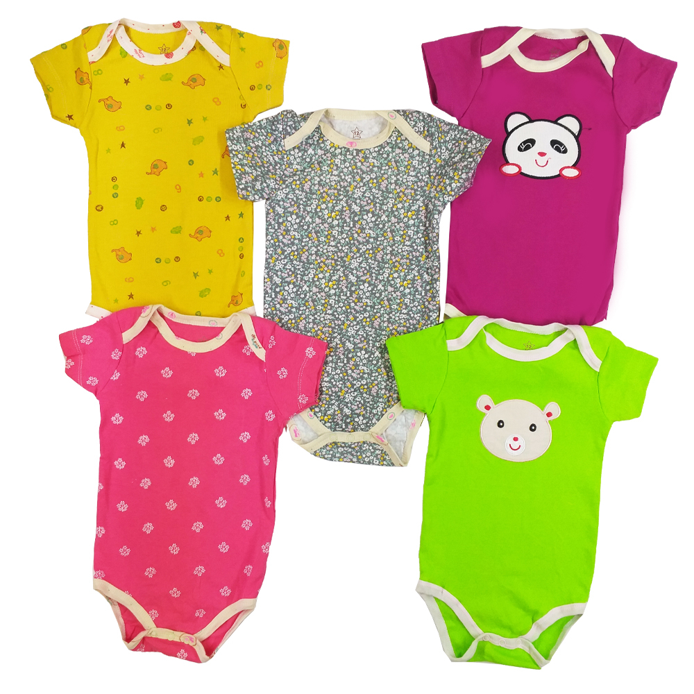 بادی آستین کوتاه نوزادی مدل 222 مجموعه 5 عددی