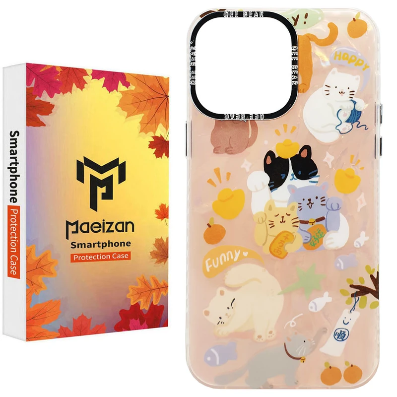 کاور پاییزان مدل خانواده گربه طرح لاکچری مناسب برای گوشی موبایل اپل IPhone 14 Pro Max
