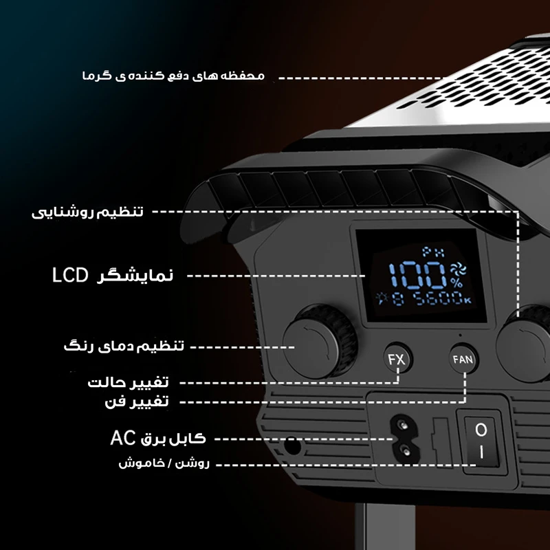 عکس شماره 2 : نور ثابت ال ای دی مدل tj300ii به همراه کاسه نور
