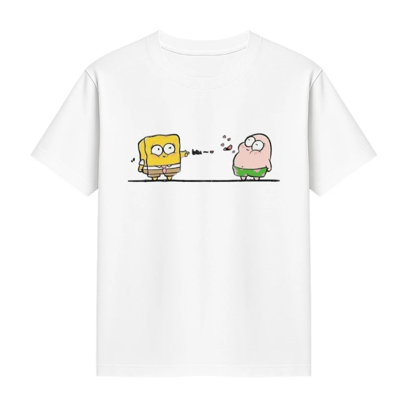 تی‌شرت آستین کوتاه دخترانه مدل پاتریک و باب اسفنجی کد p1 