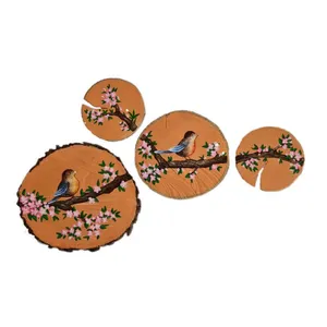  دیوارکوب چوبی طرح پرنده مجموعه 4 عددی