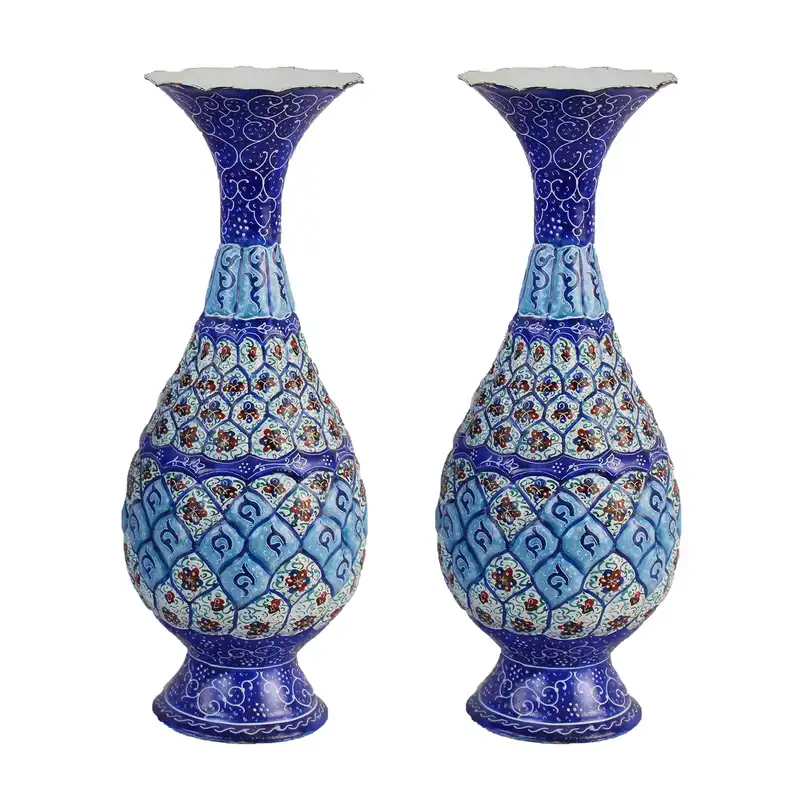 ست 3 تکه گلدان و شکلات خوری میناکاری مدل آسمان