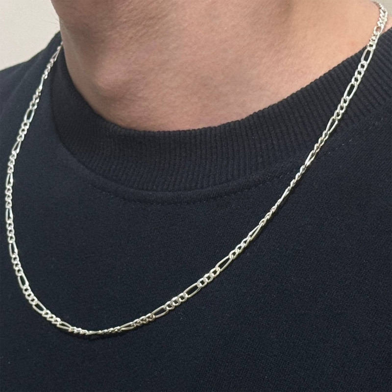 زنجیر نقره مردانه مدل فیگارو کد 13.24 زنجیر نقره مردانه مدل فیگارو کد 13.24