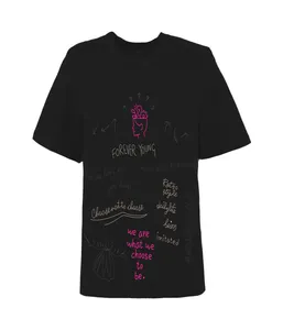 تی شرت لانگ زنانه بنیس مدل ماتاماتیک رنگ مشکی