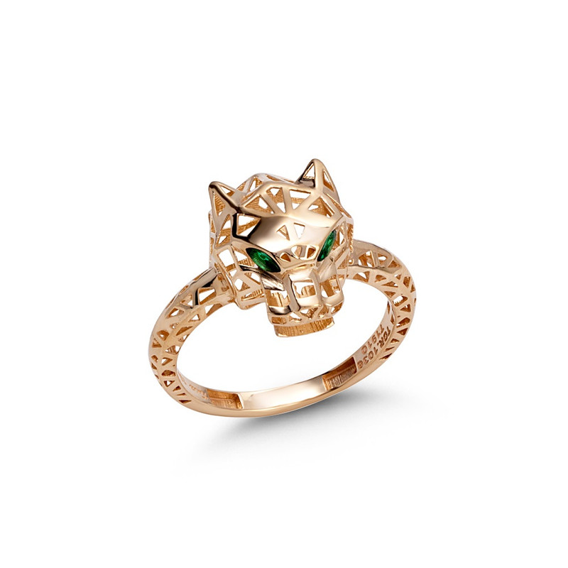 انگشتر طلا 18 عیار زنانه با طرح پنتر کارتیه کیمیا زر مدل فیوژن سایز 53