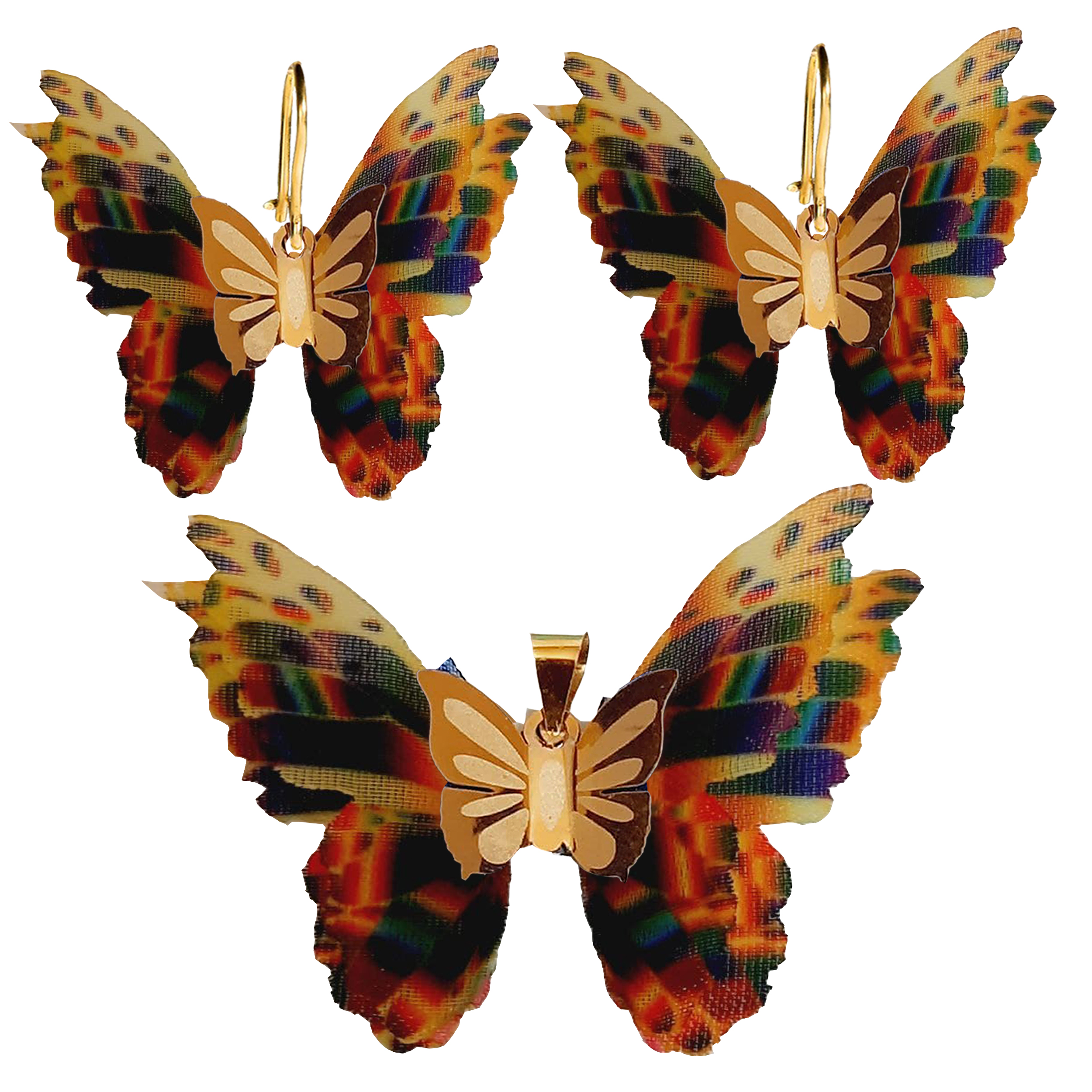نیم ست طلا 18 عیار زنانه گالری یارطلا مدل پروانه کد NSP41