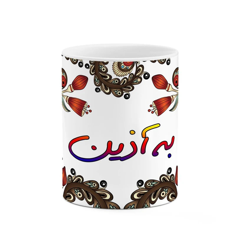 ماگ کاکتی مدل اسم به آذین طرح سنتی گل و بته کد mgh44197