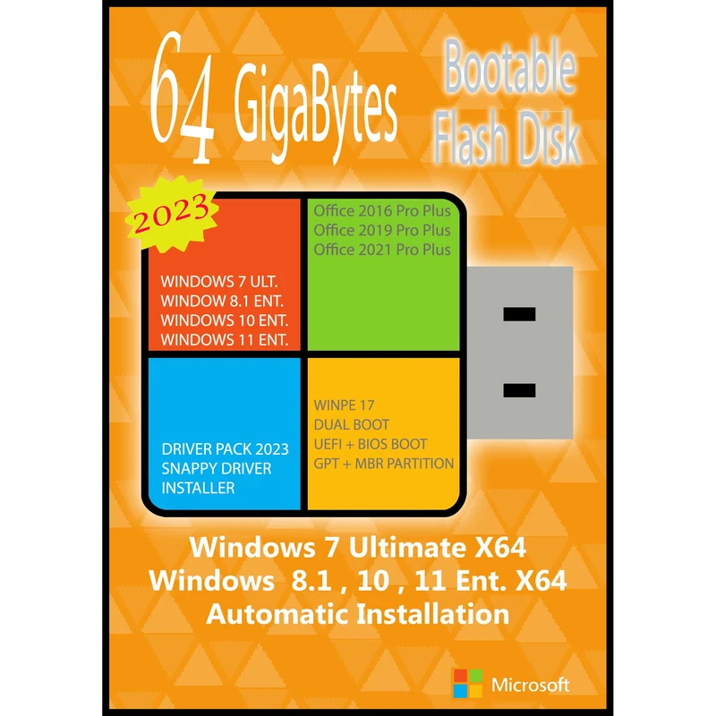 سیستم عامل Windows 7 Ult. 8.1 10 11 Ent. X64 Driver Pack 2023 Office 2016-19-21  نشر مایکروسافت