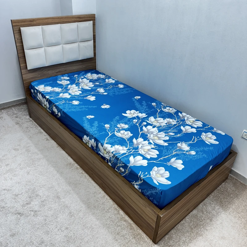 ملحفه ناتوسا مدل کشدار ارکیده یک نفره سایز 120x200 سانتی متر