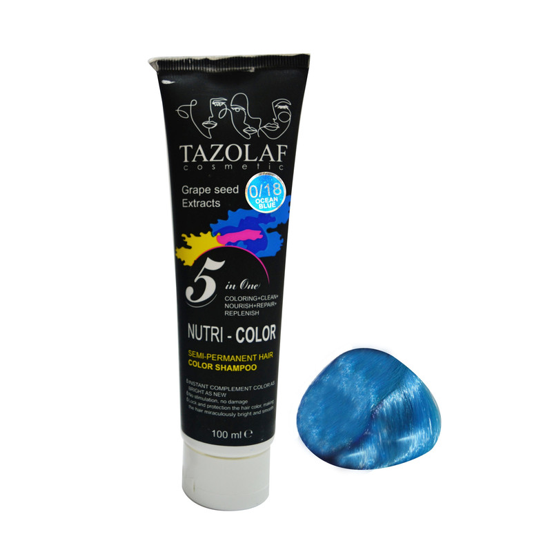 شامپو رنگ مو تازولاف مدل فانتزی 0/18 حجم 100 میلی لیتر رنگ آبی اقیانوسی شامپو رنگ مو تازولاف مدل فانتزی 0/18 حجم 100 میلی لیتر رنگ آبی اقیانوسی