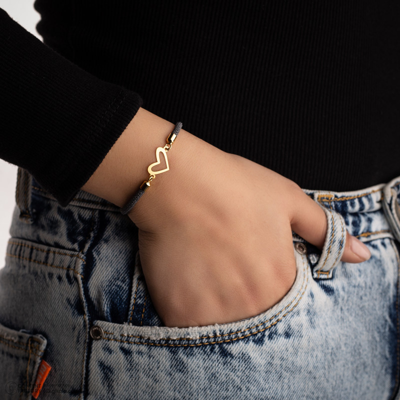 دستبند طلا عیار 18 زنانه ناریا مدل قلب