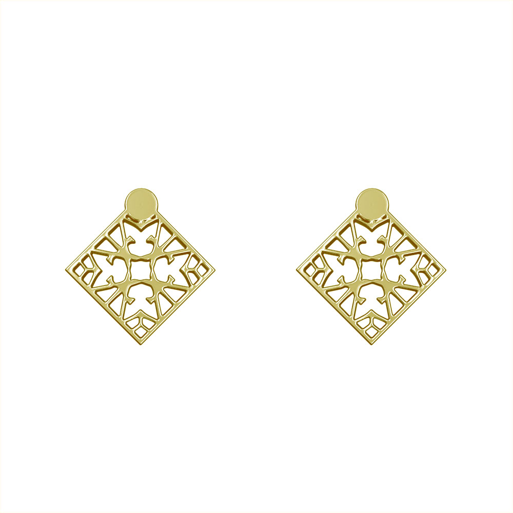 گوشواره طلا 18 عیار زنانه مدوپد مدل لوزی کد GA1-10272