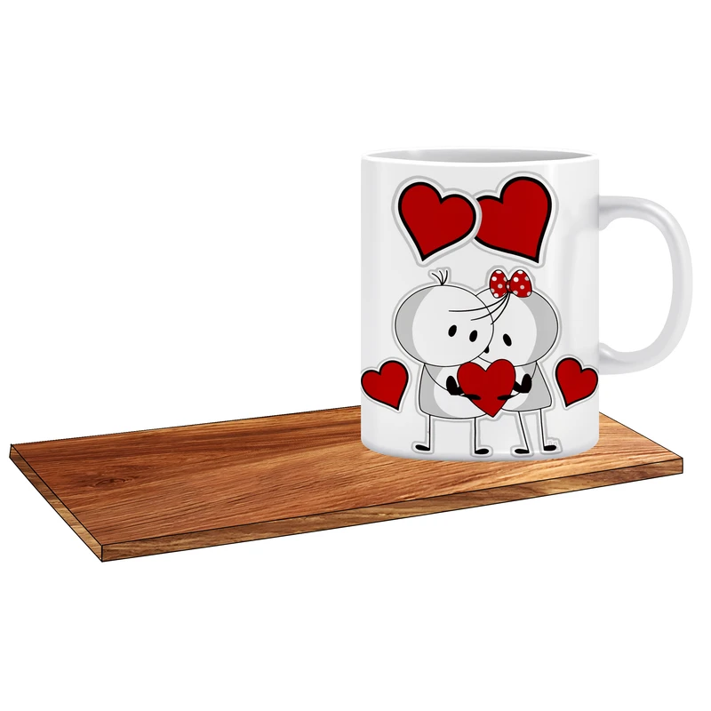 ماگ ال ایکس پی طرح عاشقانه کد 327 به همراه زیر لیوانی