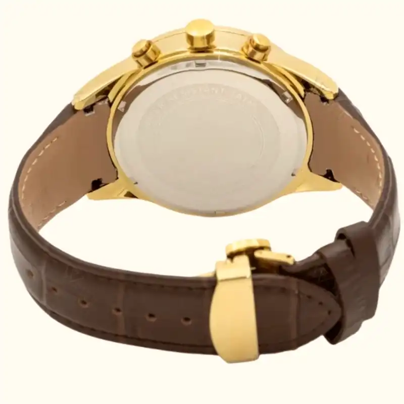 ست ساعت مچی عقربه ای زنانه و مردانه رومانسون مدل تک موتوره بند چرم صفحه طرح دار کد 1