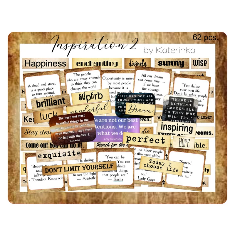 برچسب کاترینکا طرح برش خورده بولت ژورنال و اسکرپ بوک مدل 2 Inspiration بسته 62 عددی