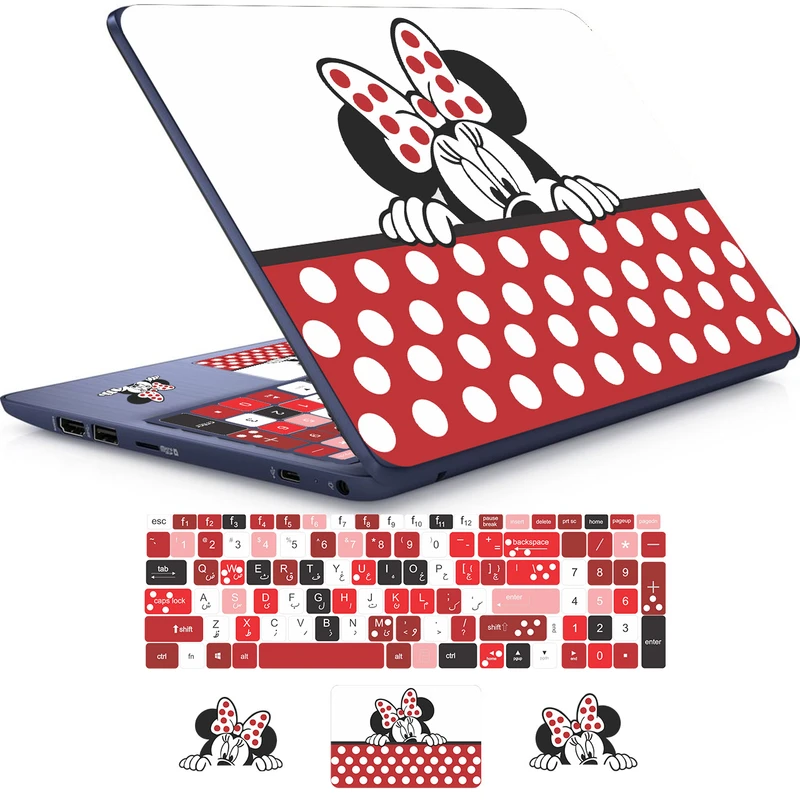   استیکر لپ تاپ راتیانا مدل mickey mouse 5 مناسب برای لپ تاپ 15 تا 17 اینچ به همراه برچسب حروف فارسی کیبورد