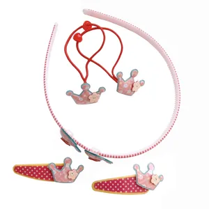 ست تل مو و کش مو و گیره مو دخترانه مدل STELCrown02 مجموعه 5 عددی