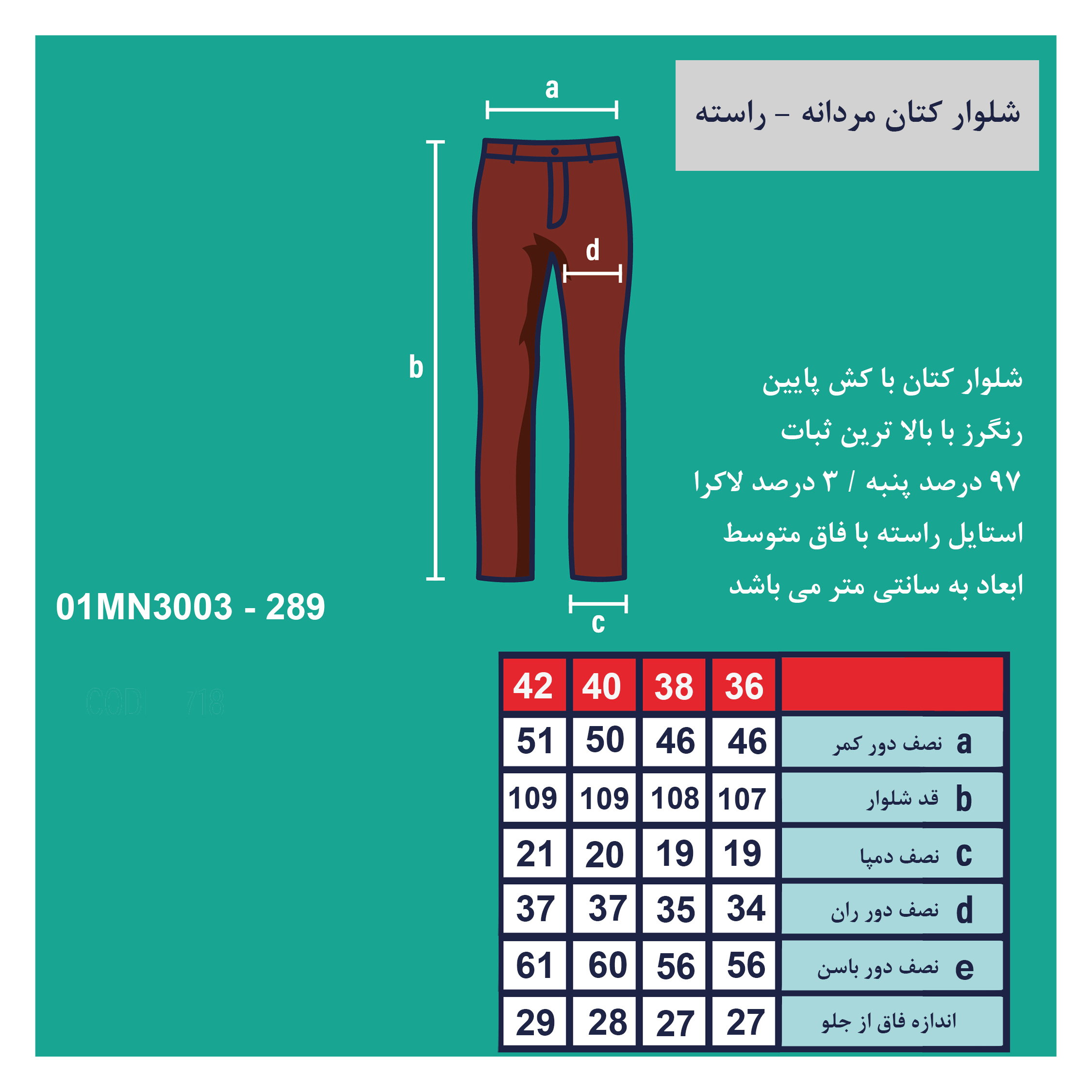 شلوار مردانه پاتن جامه مدل فیگارو 123221010289542 کتان