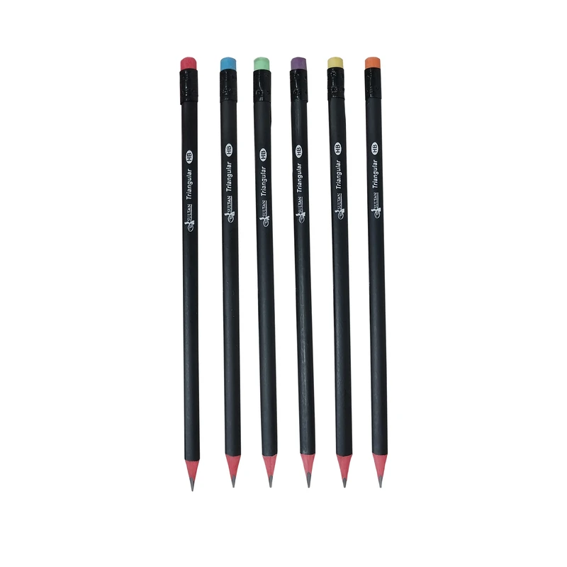 مداد مشکی سلطان مدل سه وجهی HB بسته 6 عددی