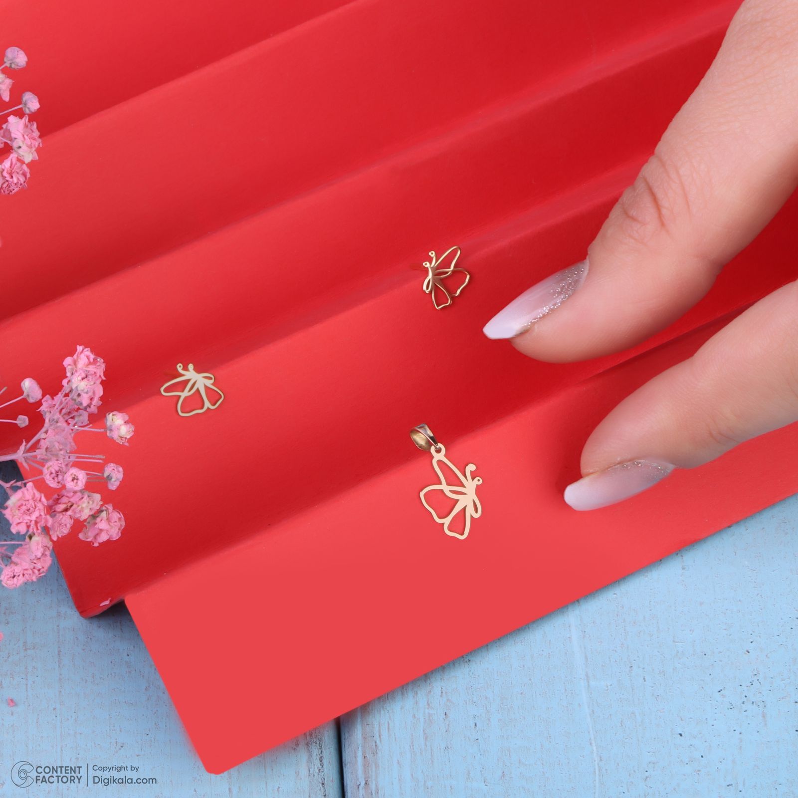 نیم ست طلا 18 عیار زنانه سایا گلد مدل پروانه ns11 -  - 10