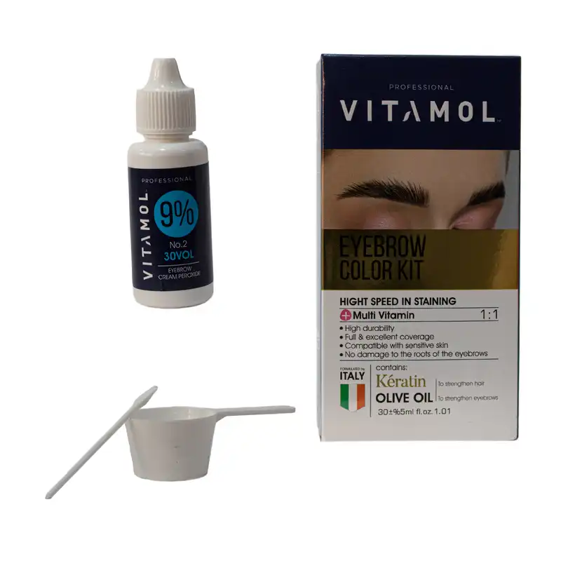 کیت رنگ ابرو ویتامول شماره K1 حجم 30 میلی لیتر رنگ کاراملی