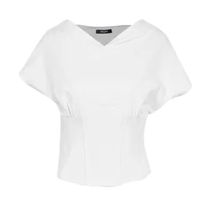 تی شرت کلاه دار زنانه جوتی جینز مدل کوتاه کد 1551319 رنگ سفید